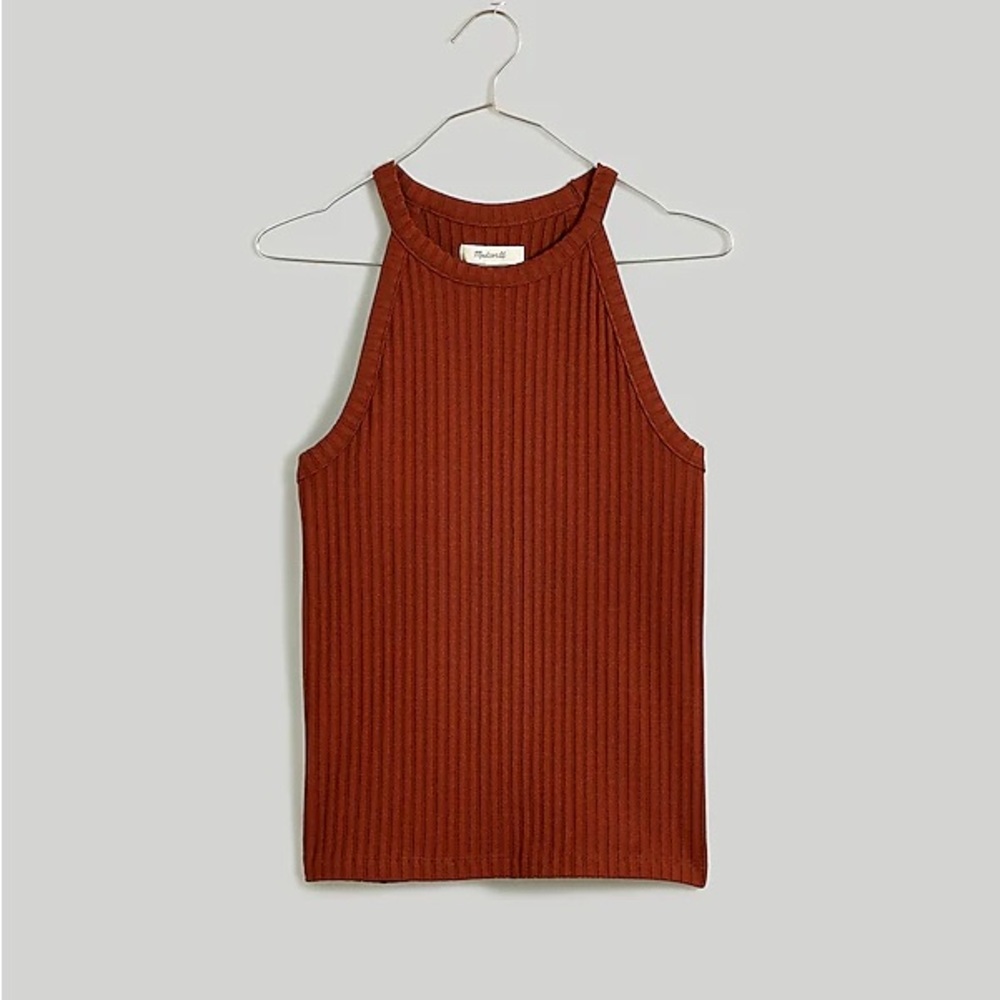 Madewell Mahogany Ribbed Cutaway Crewneck Tank